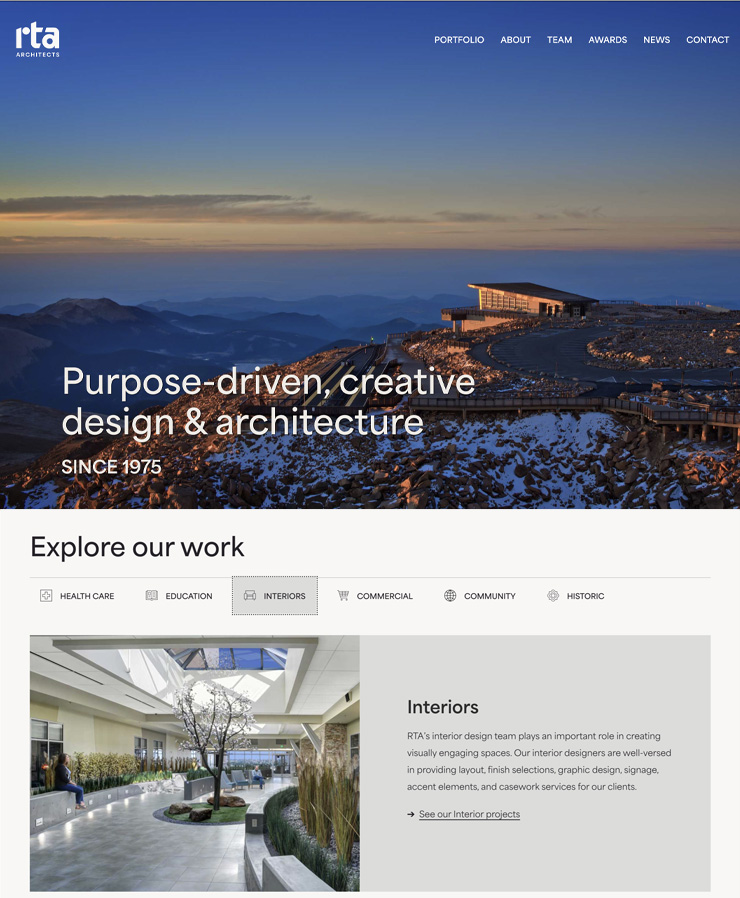 RTA Architects website home page